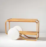 Early tea trolley, model no. 98/83 by Alvar Aalto, designed 1936, Birch-veneered plywood, painted birch-veneered plywood, bent laminated birch, birch, rubber, sold Apr 2014