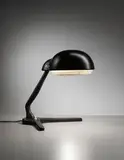 Table lamp, model no. A704 by Alvar Aalto, circa 1954, Perforated painted metal, leather-bound metal, sold Apr 2014