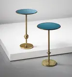 Osvaldo Borsani, Pair of 'T1' side tables, circa 1950, Coloured mirrored glass, tubular brass, brass
