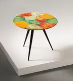Aldo Tura, Occasional table, circa 1948, Parchment-covered wood, stained wood