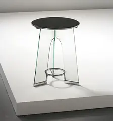 Occasional table by Gio Ponti, circa 1932, Trex clear glass, Temprit opaque glass, nickel-plated brass, sold Apr 2014