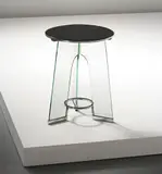 Gio Ponti, Occasional table, circa 1932, Trex clear glass, Temprit opaque glass, nickel-plated brass