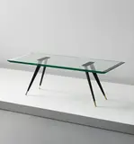 Max Ingrand, Coffee table, circa 1960, Glass, painted brass, brass