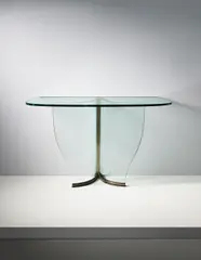 Console by Pietro Chiesa, 1940s, Glass, nickel-plated brass, brass, sold Apr 2014