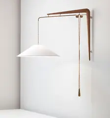 Gino Sarfatti, Adjustable wall light, model no. 137, 1938-1942, Tubular brass, brass, walnut, paper shade