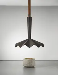 Fireplace and hood by Studio B.B.P.R., circa 1969, Marble, hammered sheet metal, copper, sold Apr 2014