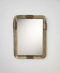 Mirror by Venini, circa 1939, Reticello glass, mirrored glass, brass, sold Apr 2014