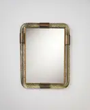 Venini, Mirror, circa 1939, Reticello glass, mirrored glass, brass
