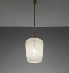 Venini, Ceiling light, 1940s, Filigrana glass, tubular brass, brass