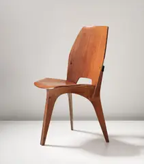 Eugenio Gerli, Dining chair, circa 1958, Teak-veneered plywood
