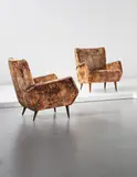 Pair of armchairs, model no. 803 by Gio Ponti and Mario Rossello, 1954, Fabric, walnut, offered Apr 2014