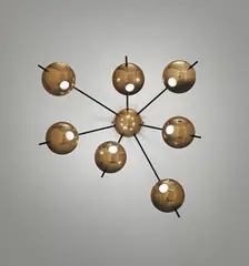 Ceiling light by Stilnovo, circa 1957, Painted tubular metal, painted brass, brass, sold Apr 2014