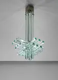 Fontana Arte, Chandelier, 1960, Glass, nickel-plated brass, chromium-plated metal