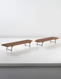 Pair of benches by Ico Parisi, 1950s, Walnut, painted tubular metal, painted metal, brass, sold Apr 2014