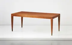 Paolo Buffa, Dining table, circa 1939, Walnut-veneered wood, walnut, oak, brass