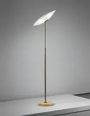 Extendable standard lamp by Giuseppe Ostuni, circa 1956, Tubular brass, painted metal, glass, marble, sold Apr 2014