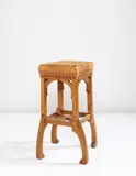Paul Hankar, Tabouret, designed for the American Bar and Grill-Room, Grand Hôtel, Brussels, 1897, Oak, leather, brass