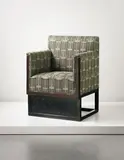 Josef Hoffmann, Armchair, designed for the Billiard room of the Purkersdorf Sanatorium, Vienna, 1904, Beechwood, painted beechwood, fabric