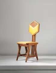 Frank Lloyd Wright, 'Peacock' chair, designed for the Imperial Hotel, Tokyo, designed 1921-1922, Oak, oil cloth