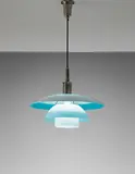 Poul Henningsen, 'Daylight' ceiling light, 5/5 type shades, circa 1929, Opaque glass, nickel-plated metal