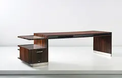 Sven Markelius, Unique and important desk, from the architect's private residence, early 1930s, Macassar ebony-veneered wood, nickel-plated metal