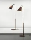 Pair of adjustable standard lamps by Vilhelm Lauritzen and Frits Schlegel, circa 1929, Brass, tubular brass, sold Apr 2014