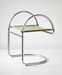 Mogens Lassen, Stool, circa 1933, Chromium-plated tubular steel, canvas