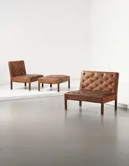 Kaare Klint, Sectional sofa, model no. 4698, from the private residence of Arne Jacobsen, Strandvejen 413, 2930 Klampenborg, designed 1933, executed circa 1951, Niger leather, Cuban mahogany
