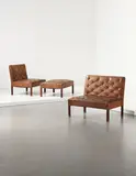 Kaare Klint, Sectional sofa, model no. 4698, from the private residence of Arne Jacobsen, Strandvejen 413, 2930 Klampenborg, designed 1933, executed circa 1951, Niger leather, Cuban mahogany