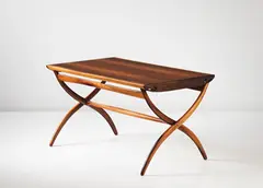 Adjustable table by Ole Wanscher, circa 1951, Rosewood, rosewood-veneered wood, brass, offered Apr 2014