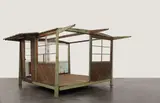 Jean Prouvé, Demountable entry lodge, from Ferembal, Nancy, circa 1943-1944, Painted steel, corrugated aluminium, pine, painted wood, glass