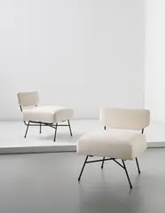 Pair of early 'Elettra' chairs by Studio B.B.P.R., circa 1954, Painted tubular metal, fabric, sold Apr 2014