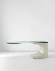Dining table by Oscar Niemeyer, circa 1985, Steel, glass, sold Apr 2014