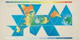 Buckminster Fuller, Unique ‘Dymaxion Airocean World Map’, for the Third National Bank, Dayton, 1979, Acrylic and screen print on linen