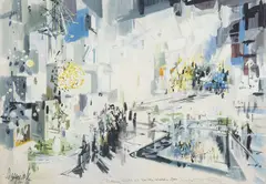 Jeremiah Goodman, Preliminary Sketch for Seattle World’s Fair, 1962, Mixed media on paper