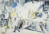 Jeremiah Goodman, Preliminary Sketch for Seattle World’s Fair, 1962, Mixed media on paper