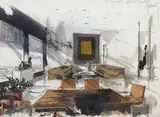 Jeremiah Goodman, Preliminary Sketch for the Ofce of Gianni Agnelli, Tour Fiat, La Défence, Paris, circa 1965, Mixed media on paper