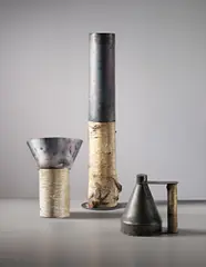 Group of three works, from the 'silver and wood' series by Andrea Branzi, 1996, Acid-dipped silver, natural birch, offered Apr 2014