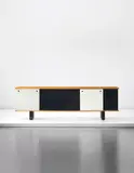 Rare and large sideboard, from Cité Cansado, Cansado, Mauritania by Charlotte Perriand, 1958, Ash, plastic, painted bent sheet steel, offered Sep 2014