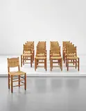 Charlotte Perriand, Set of sixteen dining chairs, model no. 19, from 'L’Équipement de la Maison' series