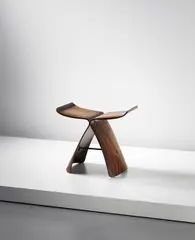 Early 'Butterfly' stool by Sori Yanagi, designed 1954, Indian rosewood-veneered plywood, brass, sold Sep 2014