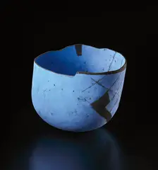 Massive blue bowl by Gordon Baldwin, 1991, Earthenware, painted coloured slips and glazes, offered Sep 2014