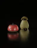 Henri Simmen and Eugenie O'Kin, Gourd with carved stopper, 1920s, Stoneware with red glaze, carved ebony stopper