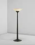 Albert Cheuret, Rare 'Torchère' standard lamp, circa 1925, Bronze, alabaster