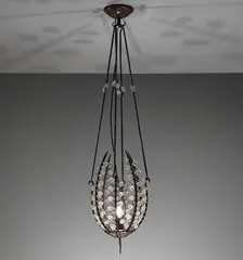 'Perles' lantern by André Dubreuil, 1988, Painted iron, bronze, crystal, sold Sep 2014
