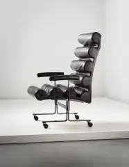 Unique prototype 'Roll' armchair by Joe Colombo, circa 1976, Leather, chromium-plated metal, painted metal, offered Sep 2014