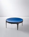 Fontana Arte, Coffee table, 1960, Coloured mirrored convex glass, glass, painted metal, brass