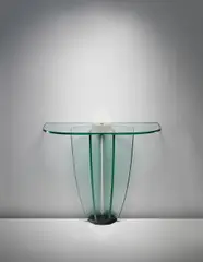 Rare console by Pietro Chiesa, 1940s, Glass, brass, painted wood, sold Sep 2014