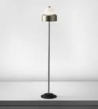 Standard lamp, model no. 1076 by Gino Sarfatti, 1957, Chromium-plated tubular metal, painted metal, aluminium, opaque glass, sold Sep 2014