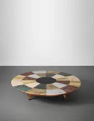 Guglielmo Ulrich, Unique and monumental coffee table, designed for Casa Levi Broglio, Milan, circa 1948, Walnut, brass, marble